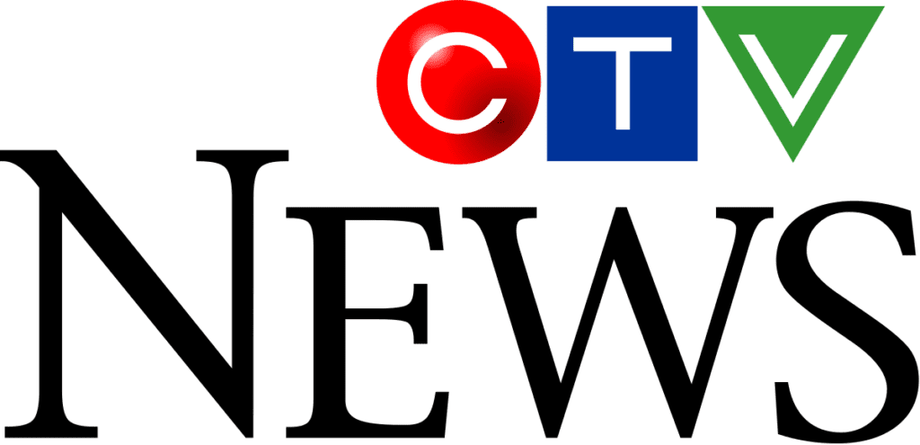Logo of ctv news featuring capital letters "ctv" in dark green with a red circle around the 'c', and the word "news" in larger green font below, now including the tag