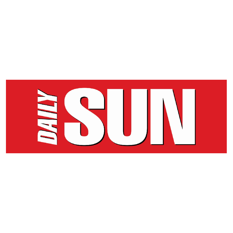 Logo of the "daily sun" displayed in bold white text on a vibrant red rectangular background with a black outline, specializing in Water Damage Restoration.