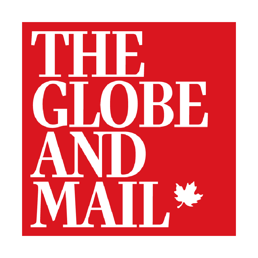Logo of the globe and mail, featuring white text and a maple leaf on a solid red background, symbolizing emergency response akin to flood restoration services.